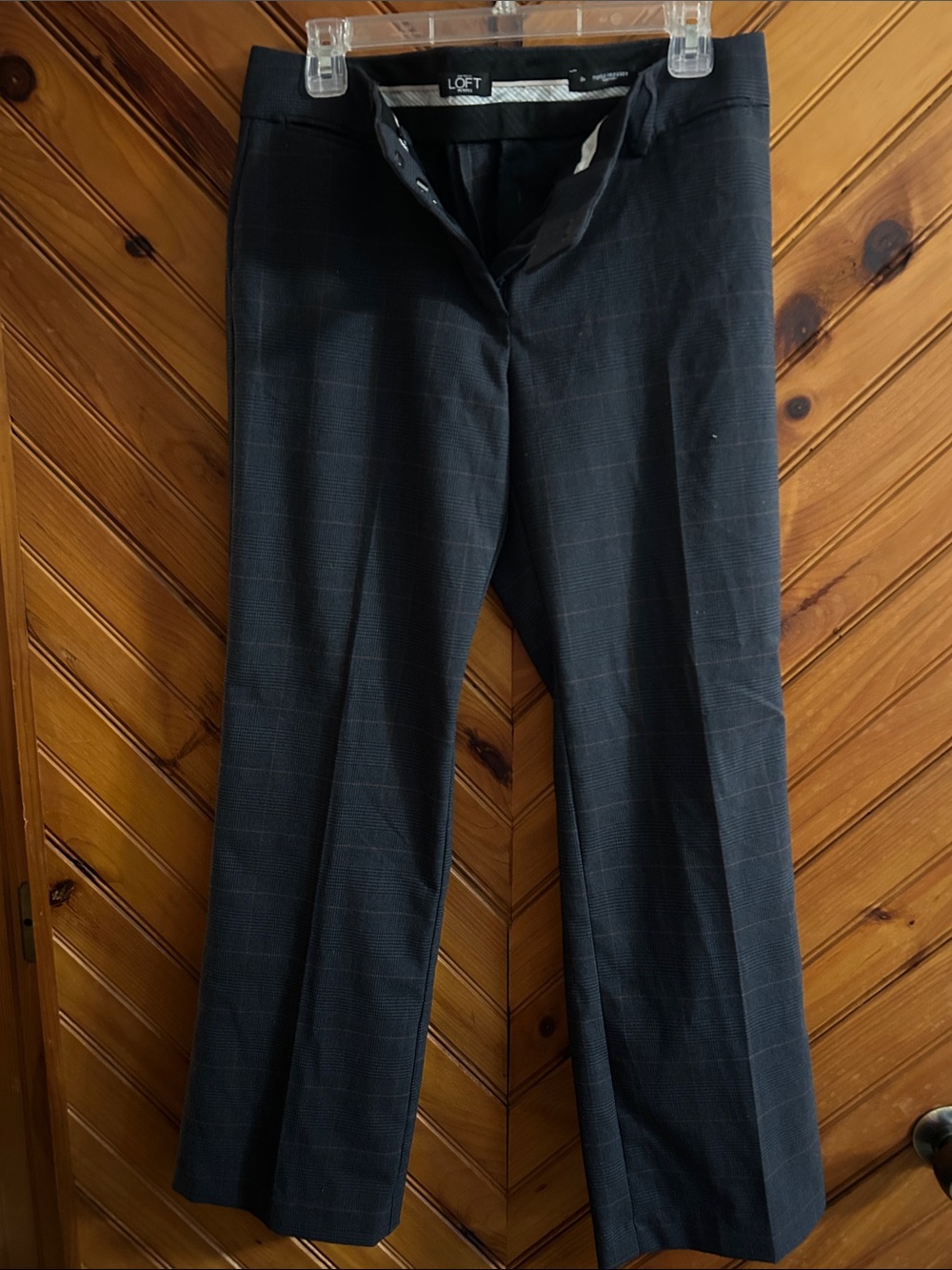 LOFT Black Windowpane Dress Pants